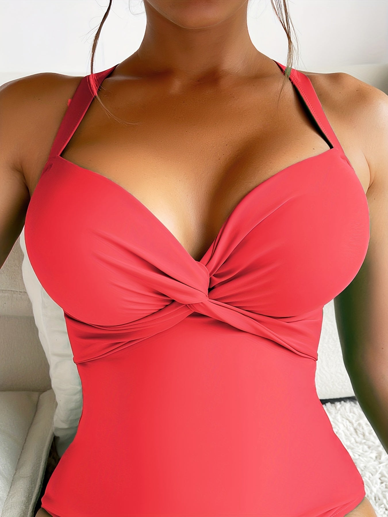 "Capri Coral" one-piece swimsuit